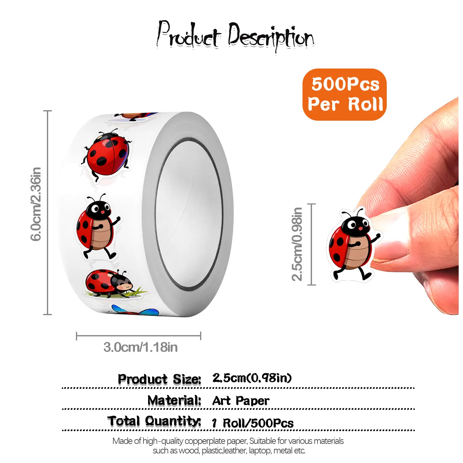 1 rolo (500 peças) de 10 adesi - Art Craft Ladybug avaliação e preço